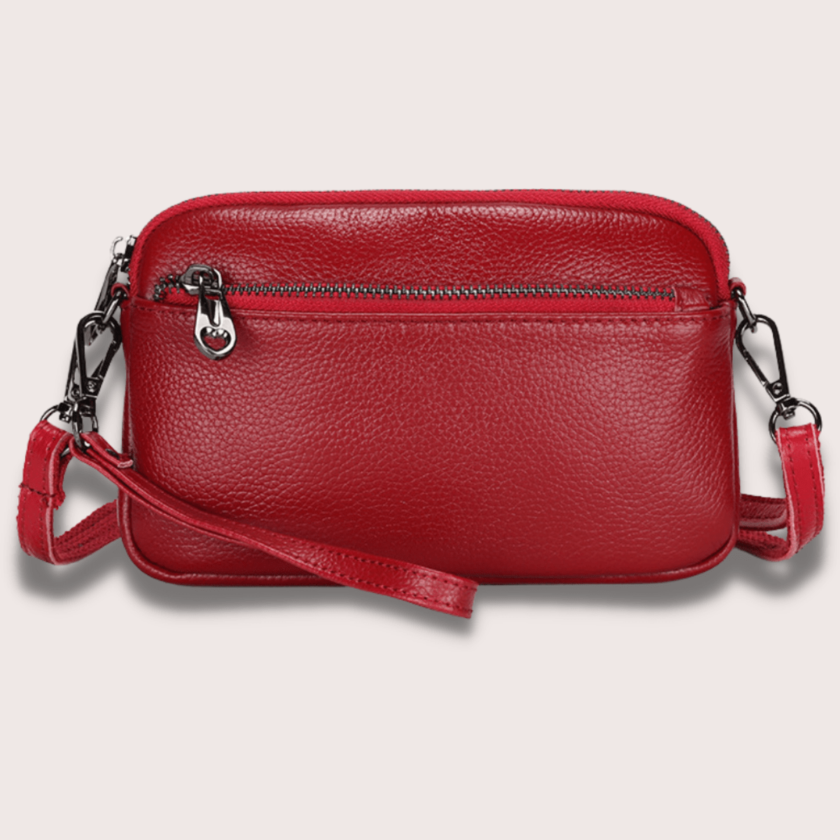 Pochette en Cuir Souple Rouge pour Femme