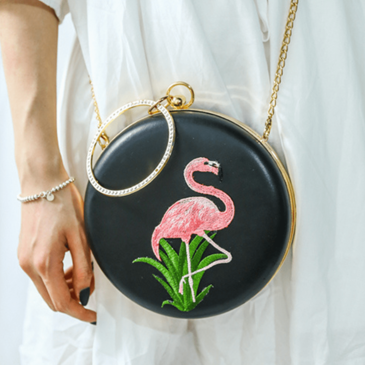 Pochette Flamant Rose Et Noire